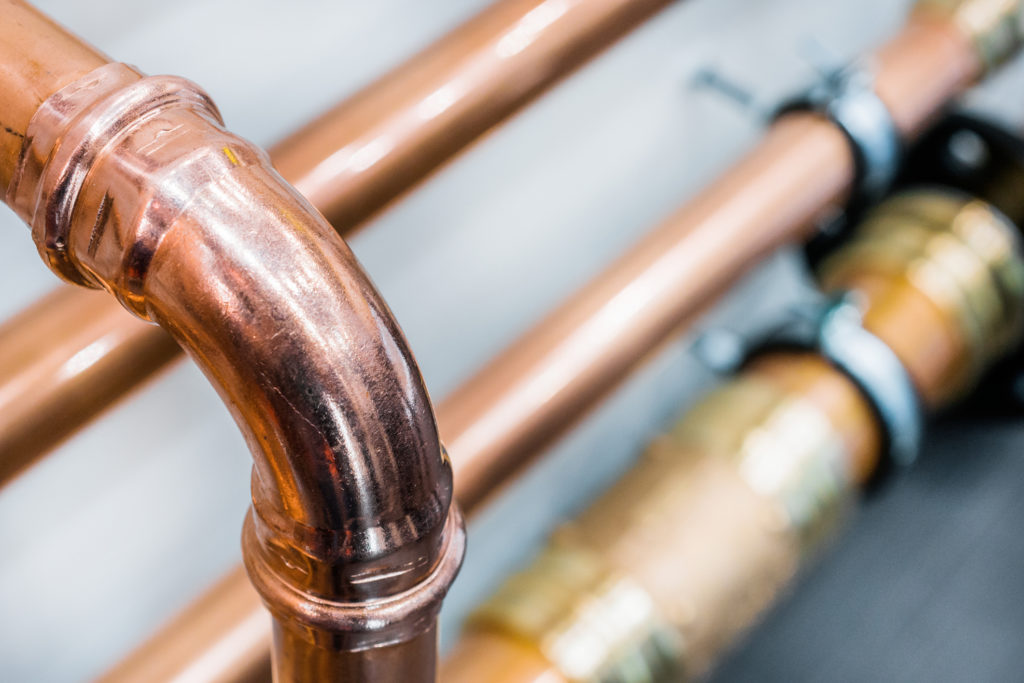 Closeup of Copper Plumbing Pipes